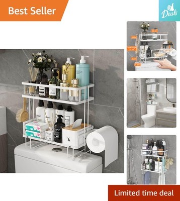 Durable Multi-Functional Bathroom Organizer - Over Toilet Shelves & Hooks