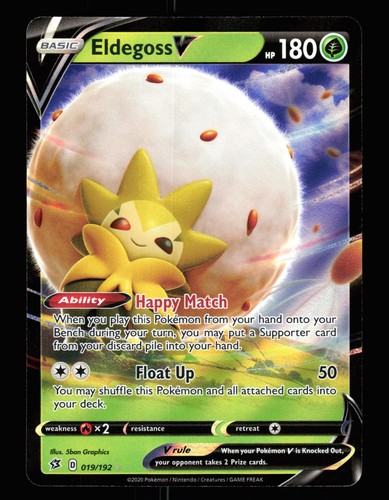 Eldegoss V 019/192 Holo Ultra Rare Rebel Clash Pokemon 2020 NM Graphics