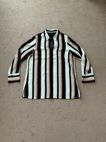 The Lafayette 148 New York Agatha Modern Stripe Blouse size L