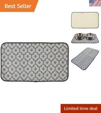 Elegant Gray Lattice Pet Dining Mat - 14x24 Ultra Absorbent  Slip Resistant