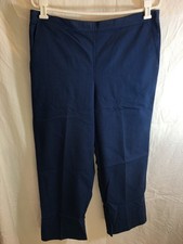 WOMENS NAVY BLUE ALFRED DUNNER ELASTIC PULL ON PANTS SIZE 14P 34-40X27