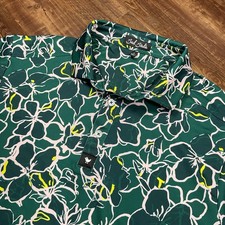 Bad Birdie Golf Polo Shirt Green Floral AOP Men s S Performance Stretch