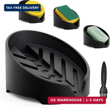 Silicone Sponge Holder Kitchen Sink Caddy Self Draining Soap Dish Tray Organizer