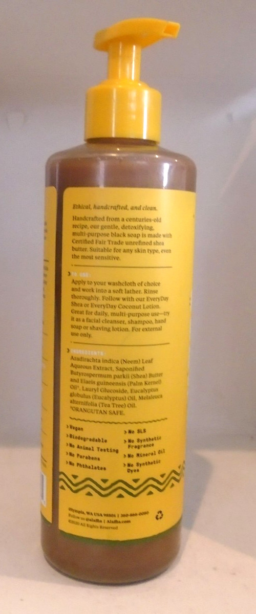 Alaffia Authentic African Black Soap Eucalyptus Tea Tree 16 Oz