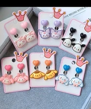 Sanrio Cartoon Characters Cute Clip-on Earrings