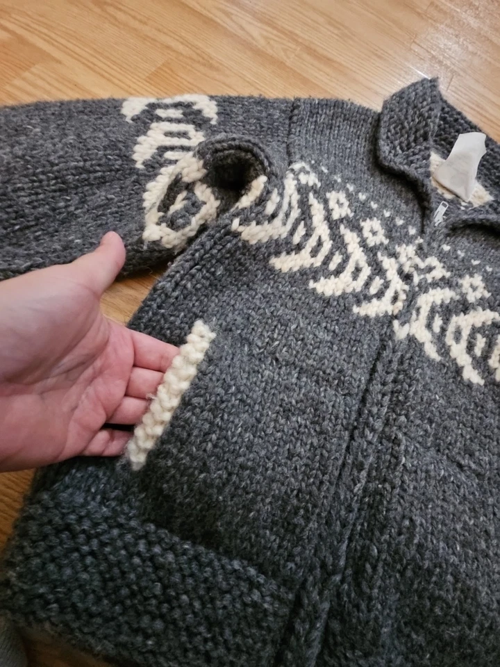 Suéter Vintage Longhouse Cowichan Talla S Hecho en Canadá Lana Nativa Foto 3 de 4