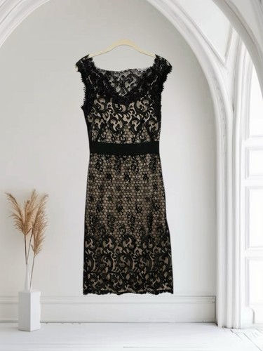 Diane Von Furstenburg Norfolk Lace Midi Dress Women’s Size 2 Black & Nude