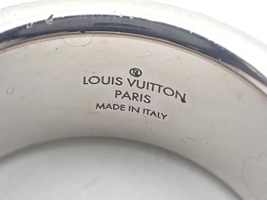 Anello Louis Vuitton Berg Damier colori M62494 argento metallo nero misura... - Immagine 3 di 4