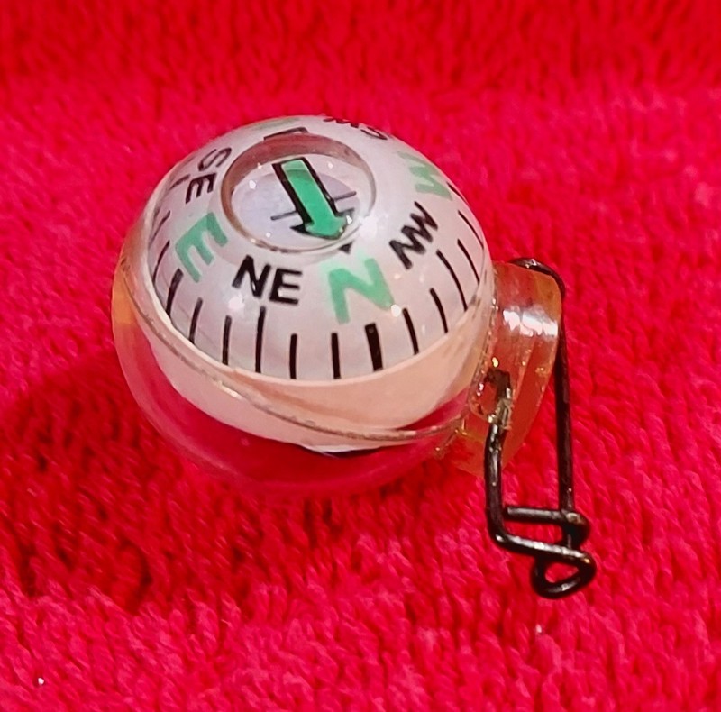 Vintage Ball Type Compass Liquid Filled with Safety Pin