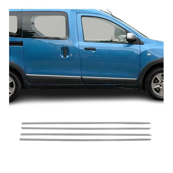 SeitentüRleiste TüRleisten TüRschutzleiste FüR Dacia Dokker 2012-2021 Chrom 4X-image