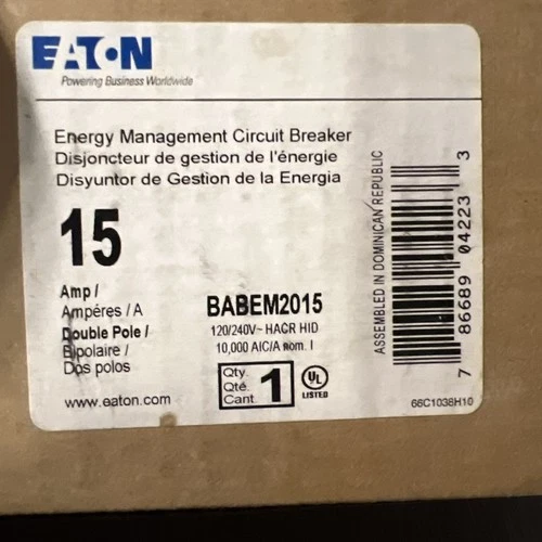 Eaton 15-amp 1-Pole Energy Management Smart Circuit Breaker BABEM2015