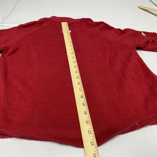 Vtg Christmas Cardigan Sweater Heirloom Collectibles Sz M Snow-men Beads Red Zip - Picture 19 of 24