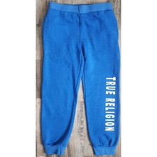 True Religion Sweatpants Boys Small Blue Fleece Logo Joggers