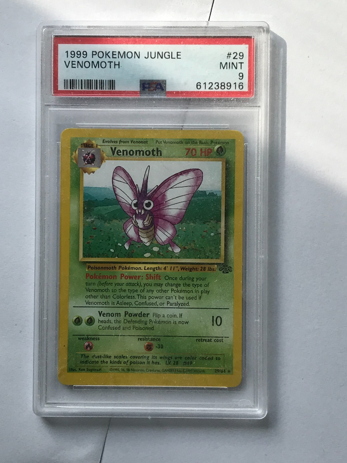 1999 Pokémon Jungle Venomoth Holo #29 PSA 9 Mint Card