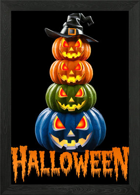 Halloween Jack-O'-Lantern Stapel gerahmtes Wandbild Poster Leinwanddruck Bild