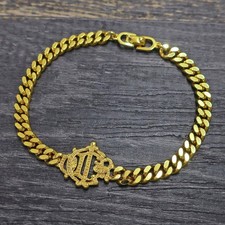 Christian Dior Gold Plated Logo Charm Chain Bracelet 1242c Rise-on