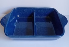 Kalahari Sands Gourmet Pride by Crown Ceramics Blue Divided Dish with Handles