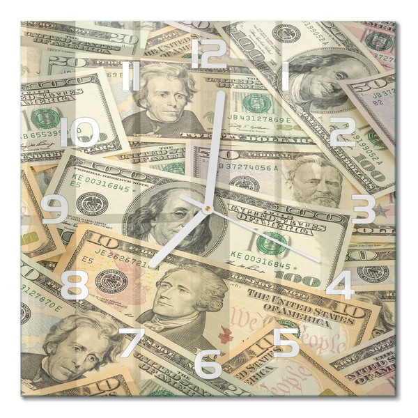 Stilvolle Wanduhr Mit FließEnden Zeigern Dollarbanknoten WeißE Zeiger 30X30 Cm-image