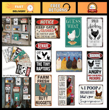 Personalized Funny Chicken Coop Signs - Vintage Metal Farm Decor 8x12" 9-Pack 