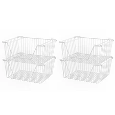 Stackable Wire Baskets for Organizing Pantry Storage and Organization Metal B...