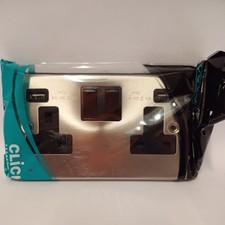 Click Scolmore Deco Switched Socket 13A Dual USB-A stainless steel VPSC780BK