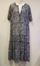 Who What Wear Tiered Maxi Dress M Black White Semi Sheer Cottage Boho Fairy
