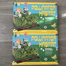 2 Pack Modern Sprout Pollinator Habitat Microgreens Pop-up Garden Grow Kit, NIB