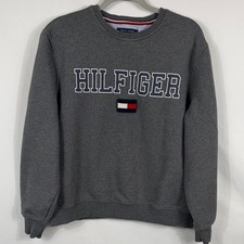 Tommy Hilfiger Charcoal Crewneck Sweater Mens Size L. Raised Logo. Causal preppy