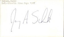 Jerry Schunk Signed 3x5 Index Card Cut Jays Autograph Den
