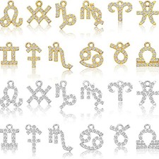 Hicarer 24 Pieces Alloy Zodiac Nail Charms Rhinestone Jewelry Zodiac S