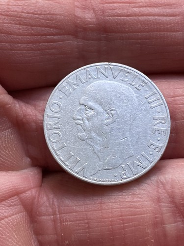 ITALY 1939-FASCIST ERA-1 LIRE COIN-EAGLE WITH FASCES.