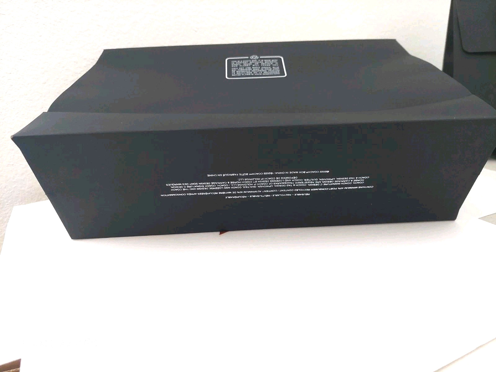 Coach NY LOGO BLACK ENVELOPE GIFT BAG W/RIBBON Tissue Paper STICKER Bundle