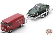 Schuco Diecast Car 1/43 VW T1 Boxvan Porsche w. Trailer and Porsche 901 [4507...