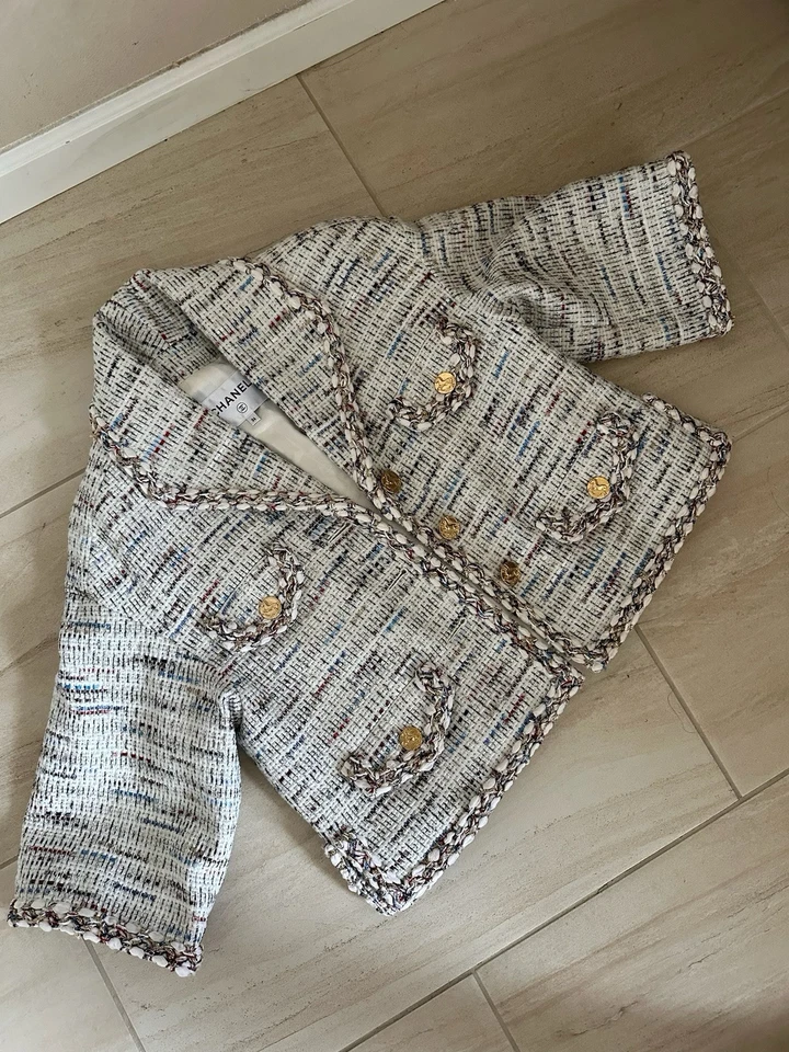 Chaqueta/ablazer Chanel 2018 Cruise Greek Collection gris marfil de gran tamaño talla 36 Foto 3 de 4