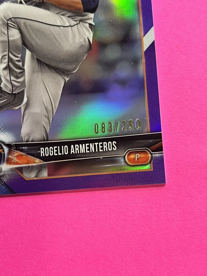 2018 Bowman Chrome Prospects Purple Refractors #BCP184 Rogelio Armenteros /250 - Image 2 of 3