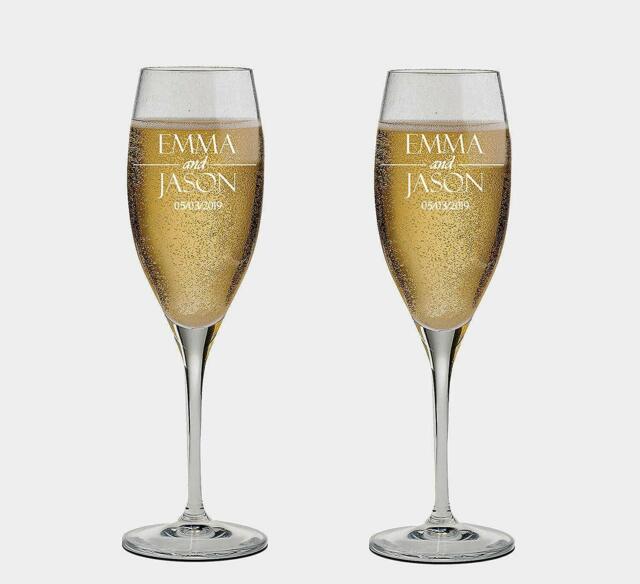 Wedding Champagne Glasses Toasting Glass Flute Set 2 Bride Groom