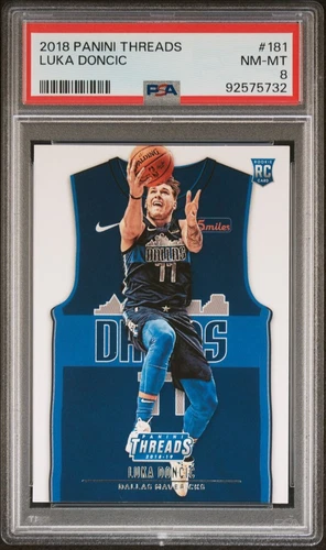 2018-19 Panini Threads Luka Doncic #181 RC Rookie Lakers PSA 8