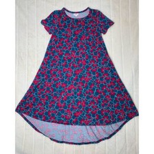 LuLaRoe Dress Womens XXS Blue Pink Disney Minnie Mouse Carly Swing Stretch