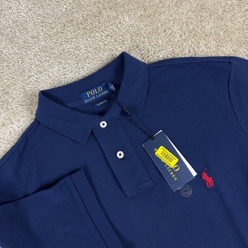 Polo Ralph Lauren Mens Polo Shirt M navy Classic Fit red pony made in turkey NEW