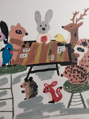 G.A.Titan Acrylic IMPRESSIONISM ORIGINAL COLLECTIBLE WHIMSICAL ANIMALS CARDS ART