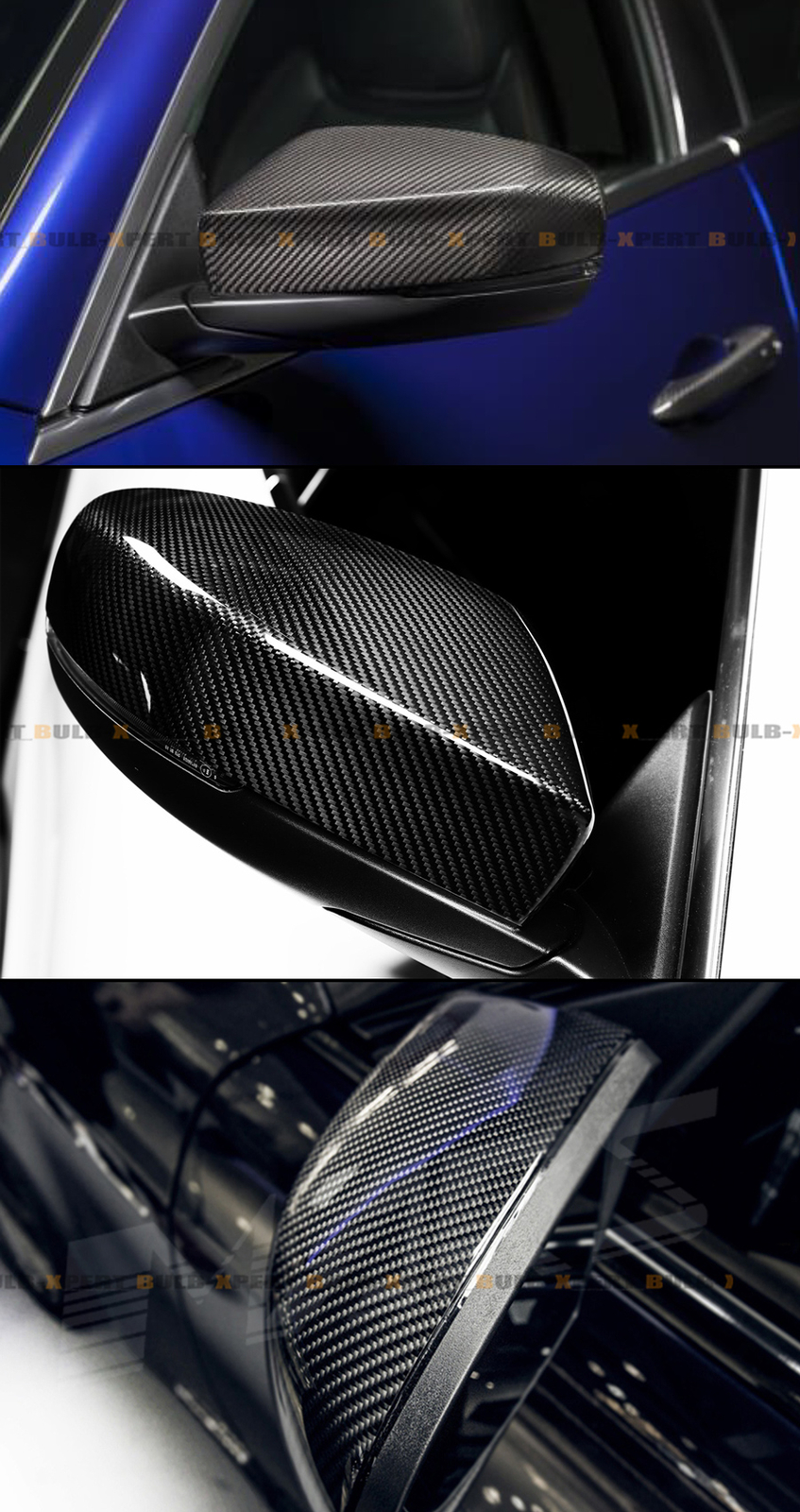 FOR 17-19 MASERATI GHIBLI QUATTROPORTE CARBON FIBER SIDE ADD ON MIRROR COVER CAP