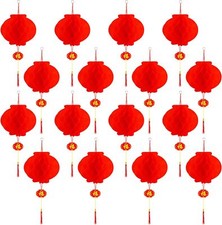 30Pcs Chinese Round Hanging Red Paper Lanterns Decorations 2024 New Year Decor