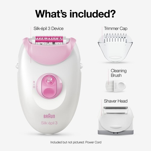 Epilator Long Lasting Hair Removal Includes Shaver Trimmer Head Cleaning Brush - Picture 3 of 8