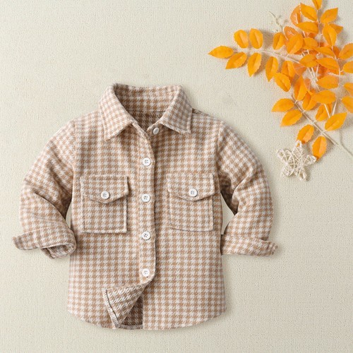 Toddler Baby Boys Girls Plaid Flannel Shirt Jacket Button Down Long Sleeve Tops - Picture 32 of 37
