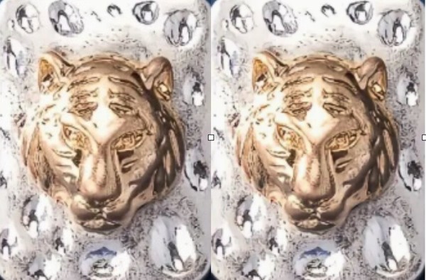 Alternate view of Gold Plated 925 Silver Plated Hammered Tiger Lion Stud Earrings 0.90 Inch