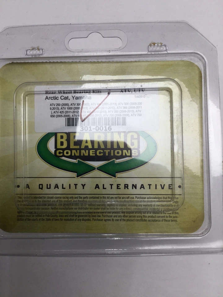 Conexiones de rodamientos 301-0016 Arctic Cat y Yamaha Kit de rodamientos de rueda trasera NOS Foto 3 de 3
