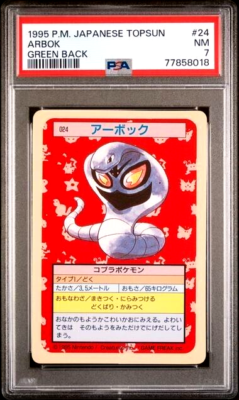 PSA 7 Near MINT 1995 Topsun Pokemon Japanese GREEN Back Arbok #024 Card