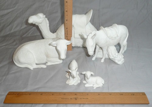 Lenox The Nativity 5 Animals Camel Donkey Cow Sheep White 1988 Bisque W/ Box - Picture 2 of 23