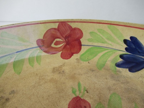 Antique Floral Spongeware Plate In Red And Green Fruit Bowl Rice Dish plate"F168 - Picture 4 of 5
