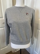 FILA Small Classic Sweatshirt Gray Crew Neck Embroidered Logo Long Sleeve